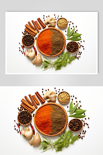 AI数字艺术各种香料调料烧烤料摄影图