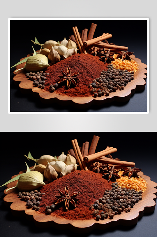 AI数字艺术各种香料调料烧烤料摄影图