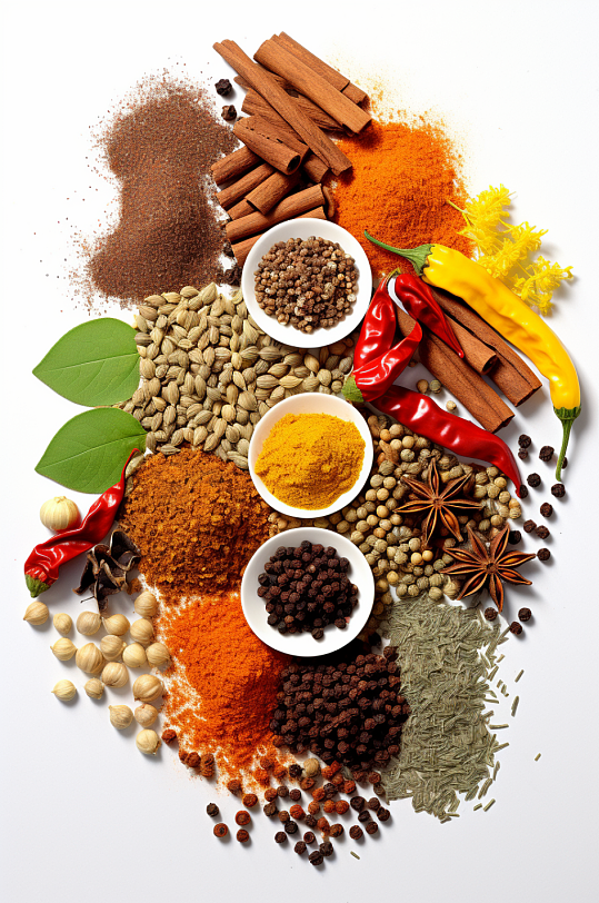 AI数字艺术各种香料调料烧烤料摄影图-众图网