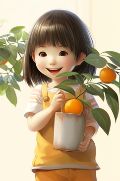 AI数字艺术橘子树砂糖橘桔子儿童模型