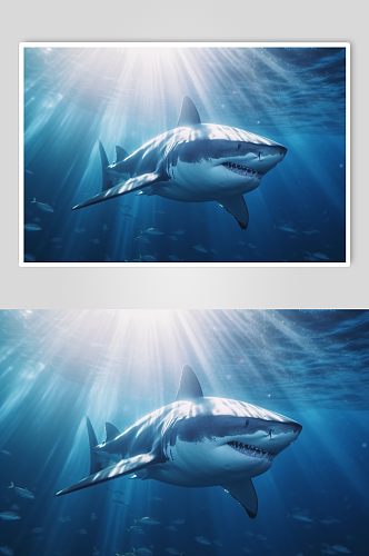 AI数字艺术手绘鲨鱼海洋动物摄影图片