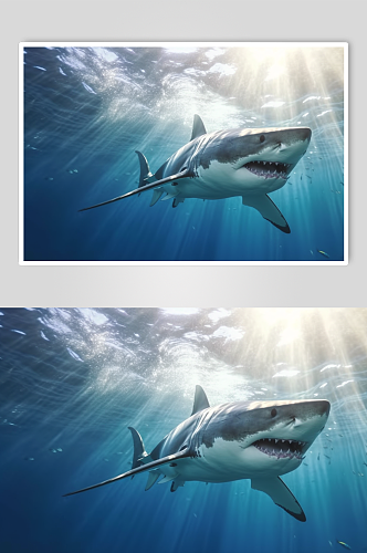 AI数字艺术手绘鲨鱼海洋动物摄影图片