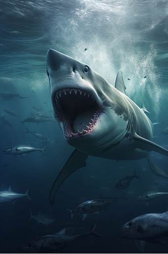 AI数字艺术原创鲨鱼海洋动物摄影图片
