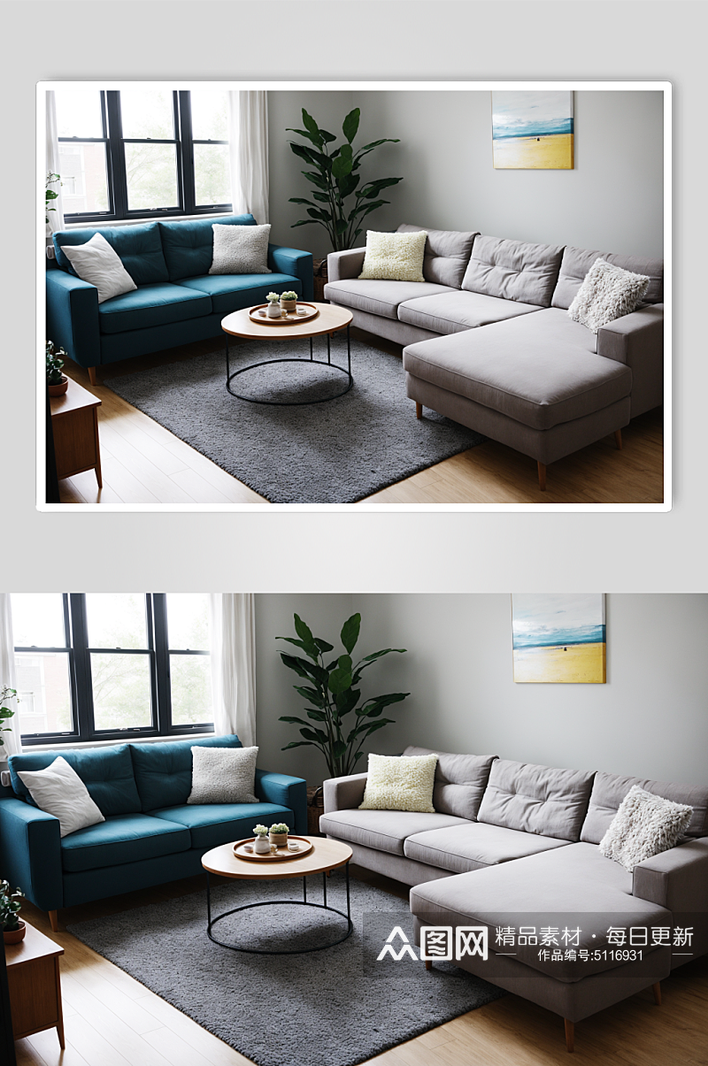 AI数字艺术室内设计客厅沙发素材