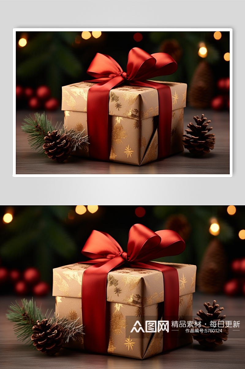 AI数字艺术圣诞节节日礼盒摄影图片素材