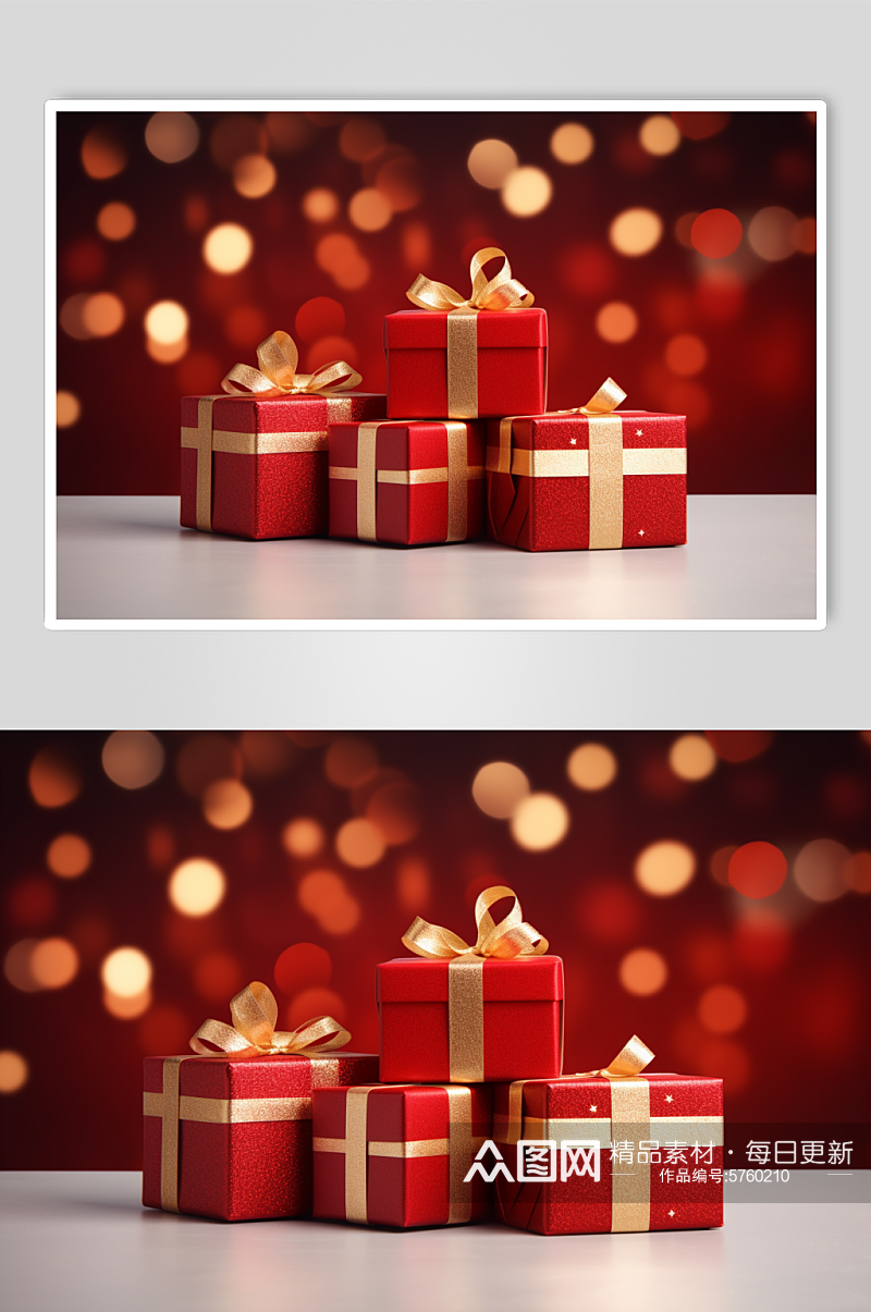 AI数字艺术圣诞节节日礼盒摄影图片素材