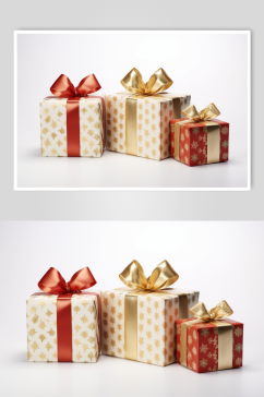 AI数字艺术圣诞节节日礼盒摄影图片