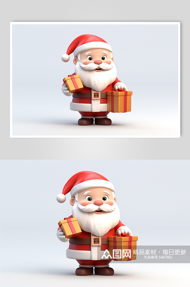 AI数字艺术圣诞节圣诞老人送礼物人物模型素材