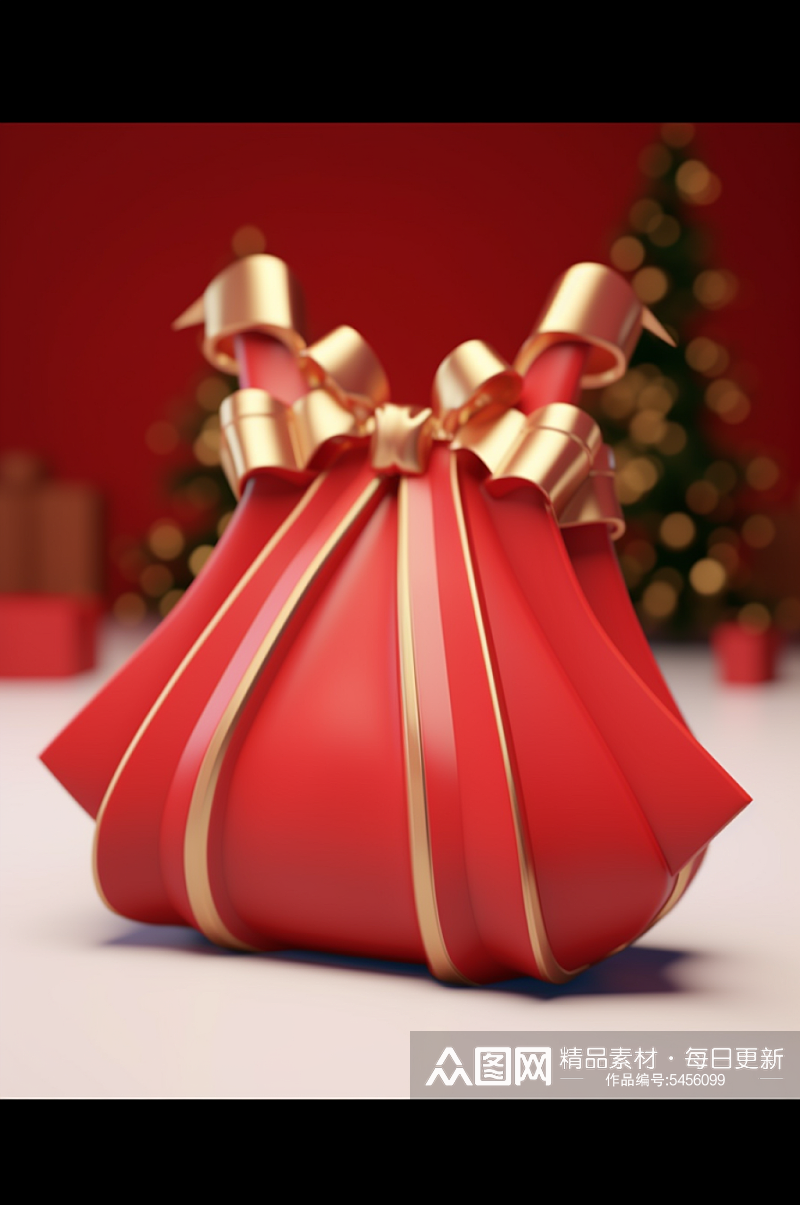 AI数字艺术C4D圣诞节礼物福袋模型素材
