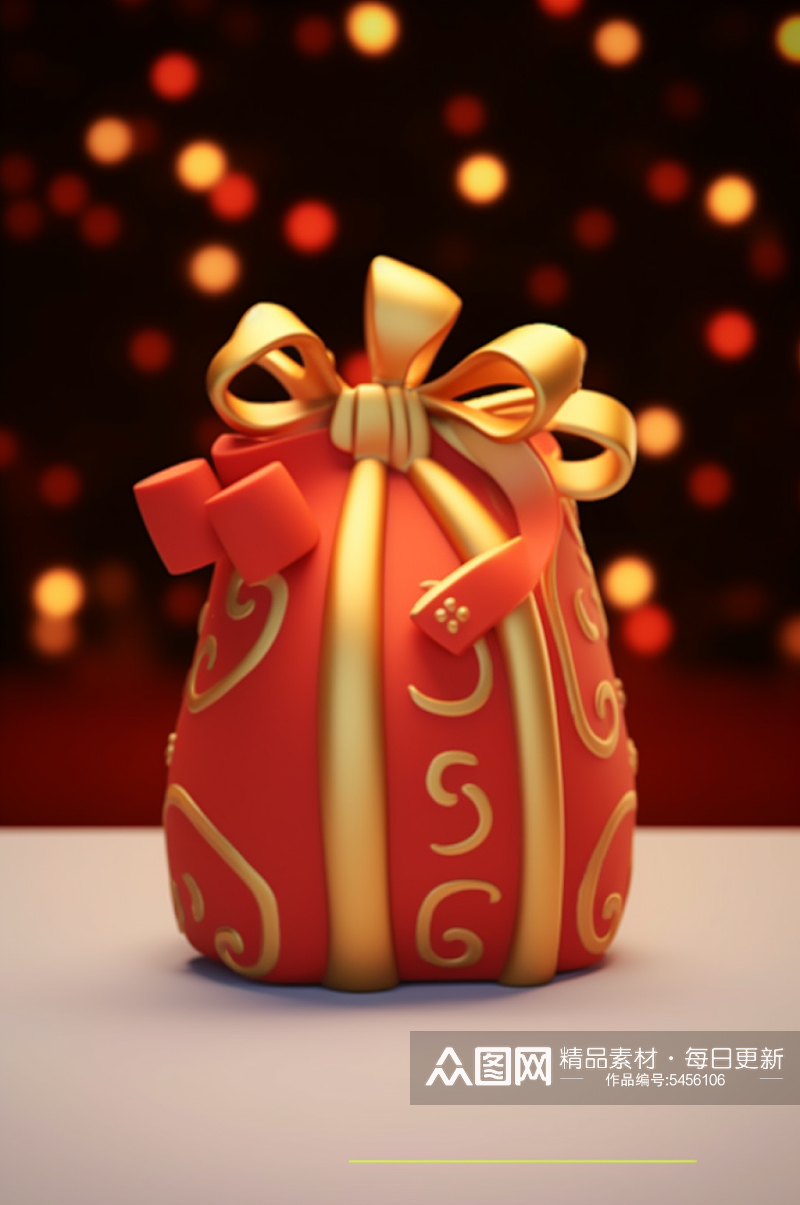 AI数字艺术C4D圣诞节礼物福袋模型素材