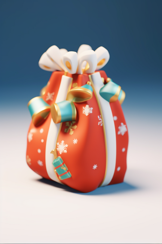 AI数字艺术C4D圣诞节礼物福袋模型