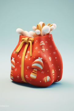 AI数字艺术C4D圣诞节礼物福袋模型