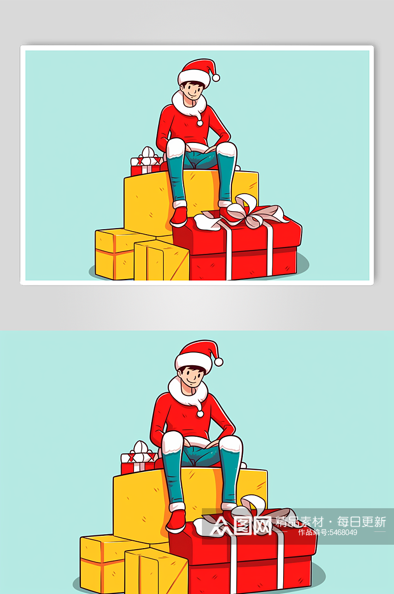 AI数字艺术圣诞节圣诞人物礼物插画素材