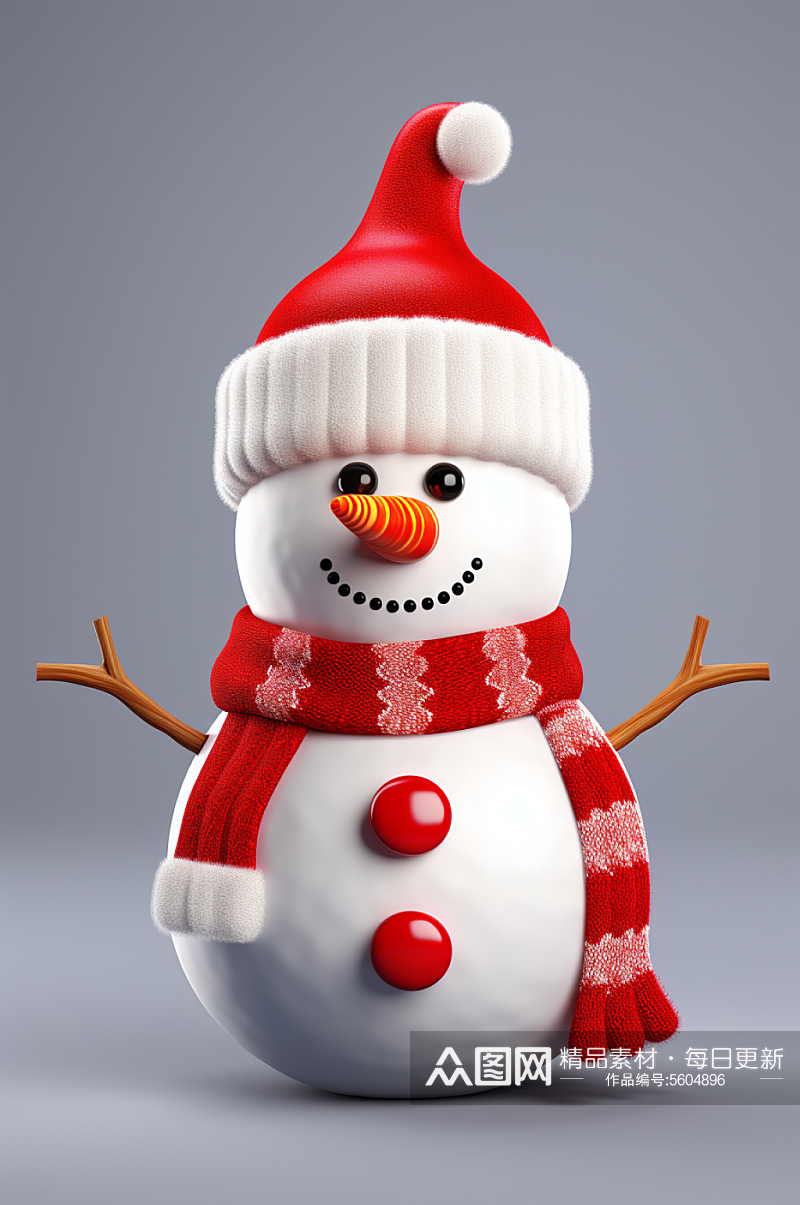 AI数字艺术圣诞圣诞节雪人模型素材