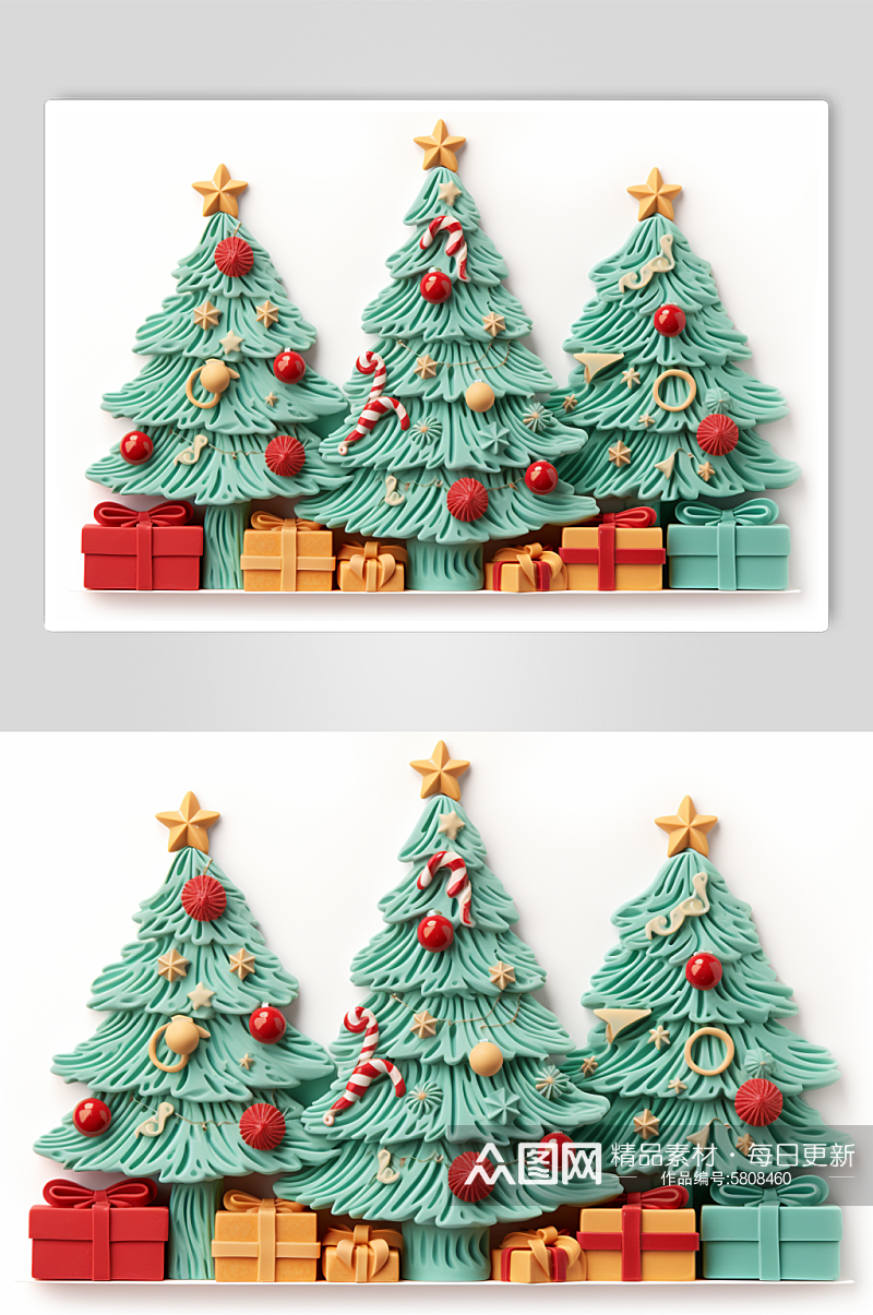AI数字艺术黏土圣诞圣诞节装饰元素素材