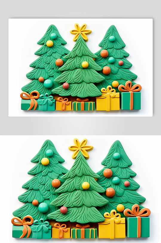 AI数字艺术黏土圣诞圣诞节装饰元素