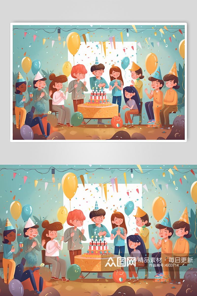 AI数字艺术手绘生日派对party插画素材