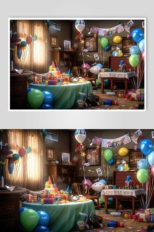 AI数字艺术简洁生日派对party摄影图-众图网