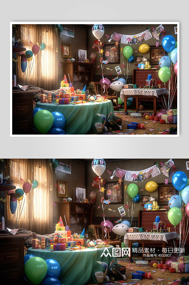 AI数字艺术简洁生日派对party摄影图素材