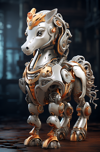 AI数字艺术创意立体十二生肖马模型