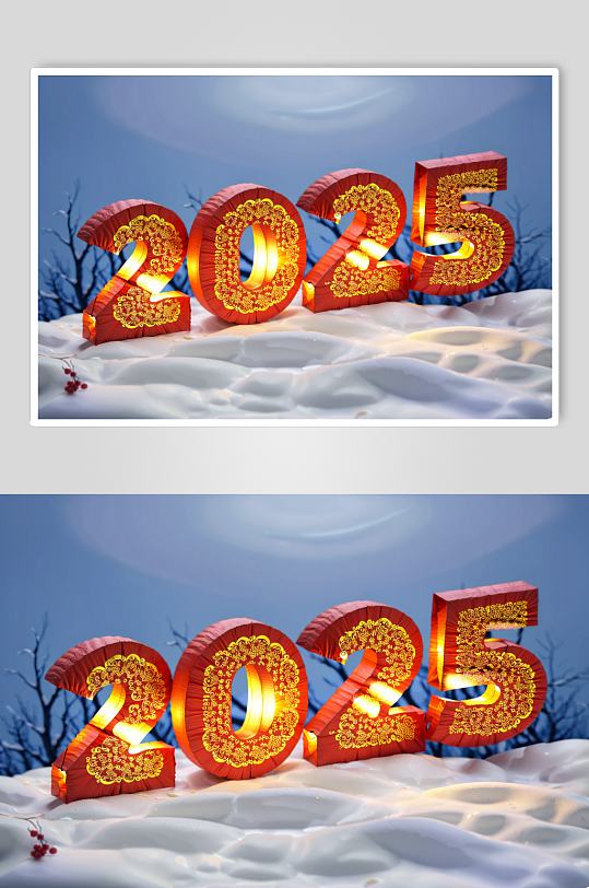 AI数字艺术2025蛇年新年字体设计艺术字-众图网