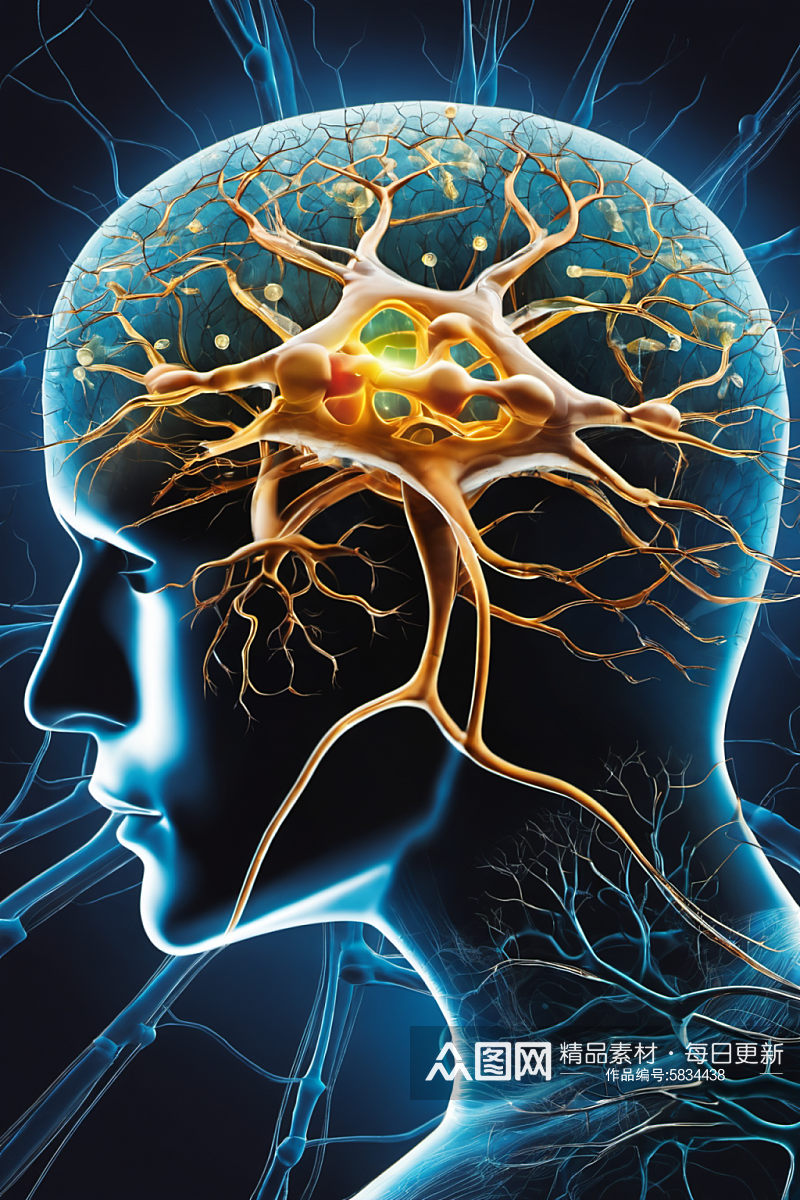 AI数字艺术神经元概念医疗元素图片素材