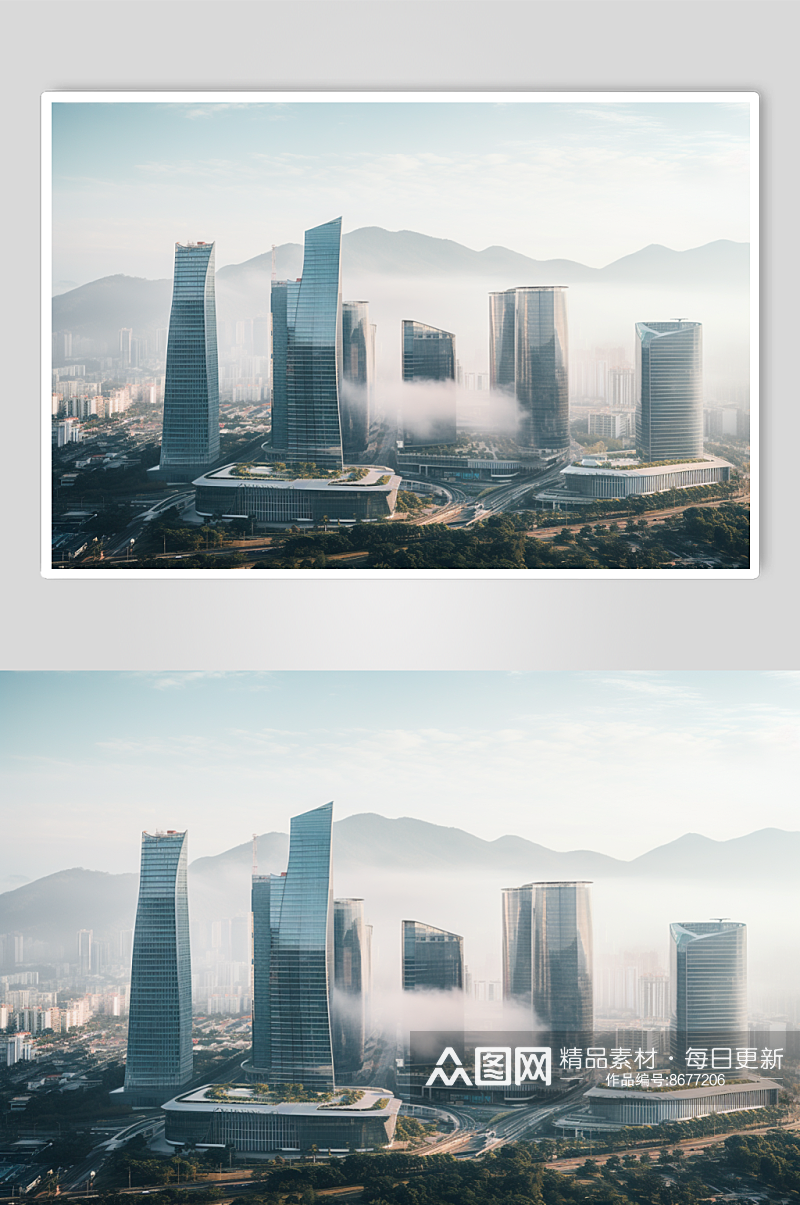 AI数字艺术城市风光深圳图片素材