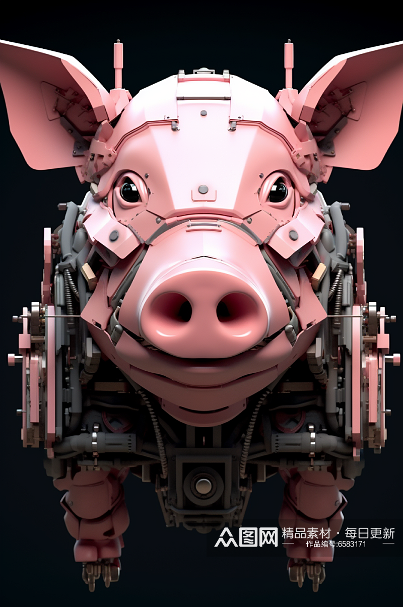AI数字艺术十二生肖机械猪动物图片素材
