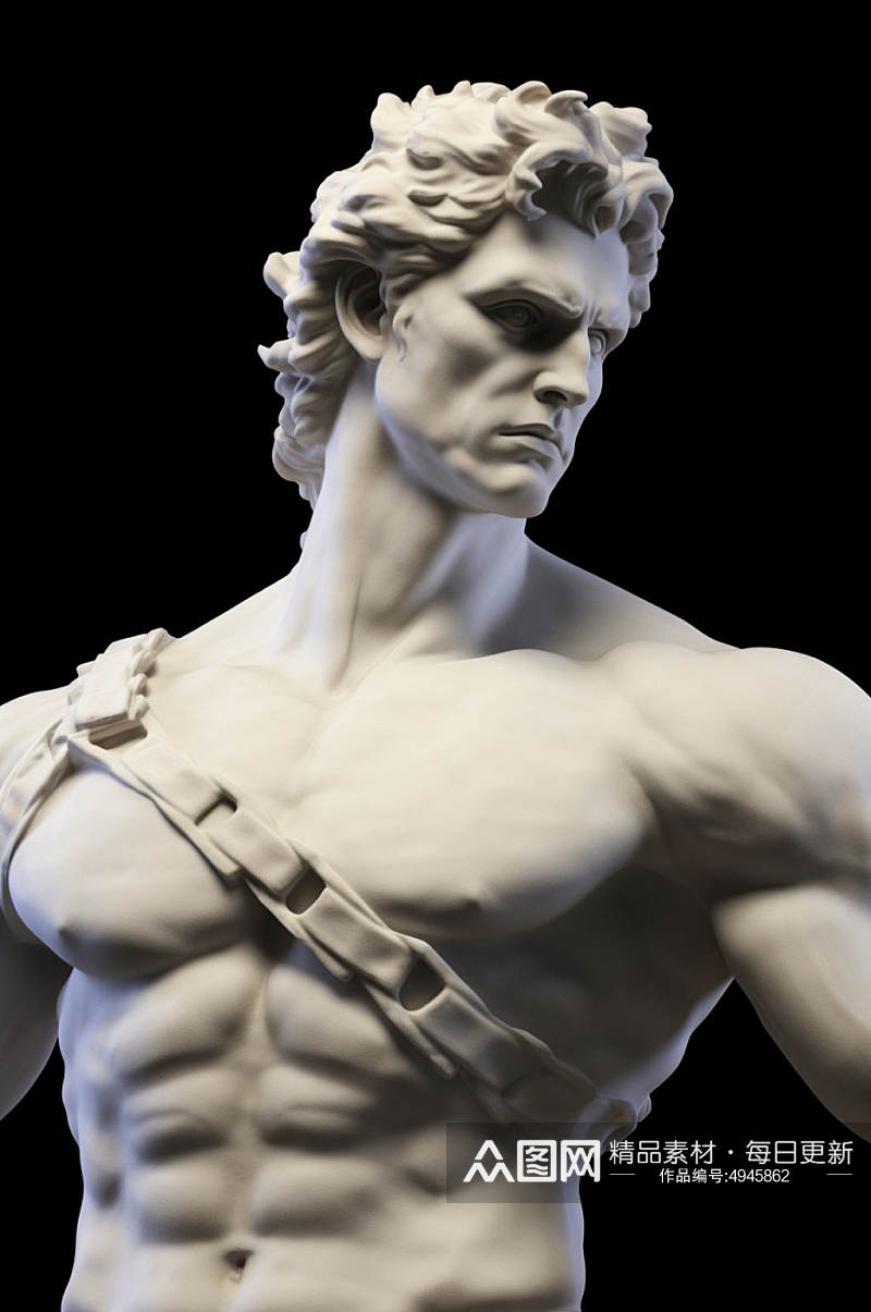 AI数字艺术手绘高清花朵古典石膏雕塑模型素材
