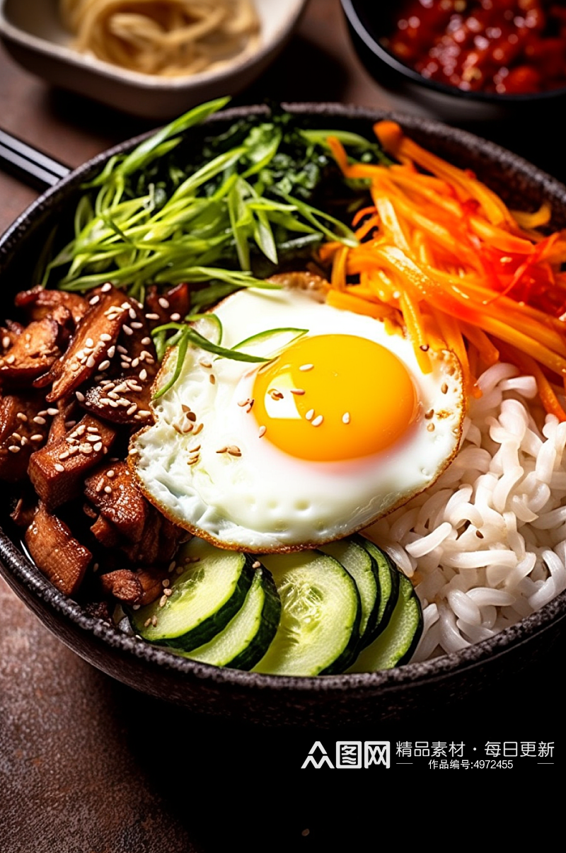 AI数字艺术韩式石锅拌饭食物美食摄影图片素材