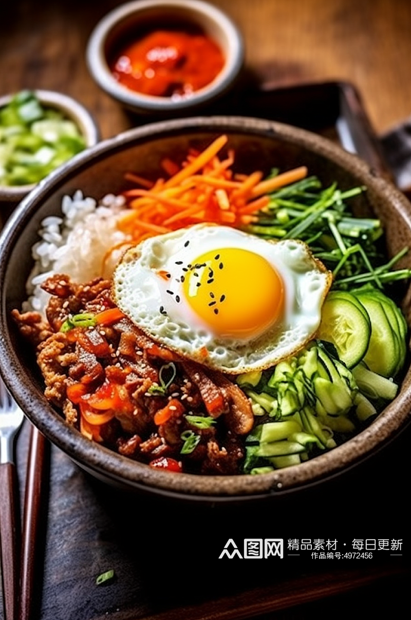 AI数字艺术韩式石锅拌饭食物美食摄影图片素材