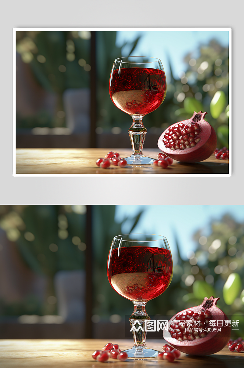 AI数字艺术原创石榴水果果汁图片素材