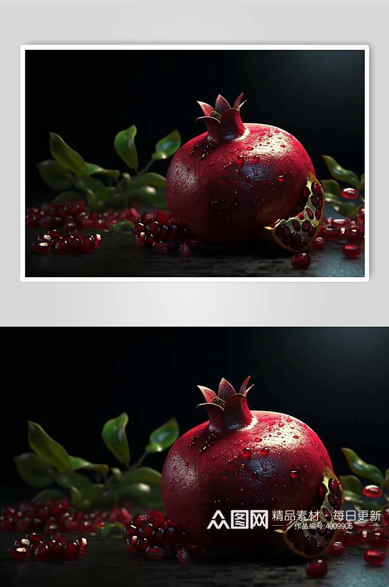 AI数字艺术创意石榴水果果汁图片素材
