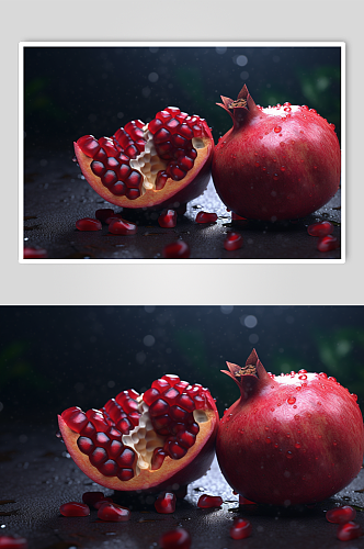 AI数字艺术创意石榴水果果汁图片