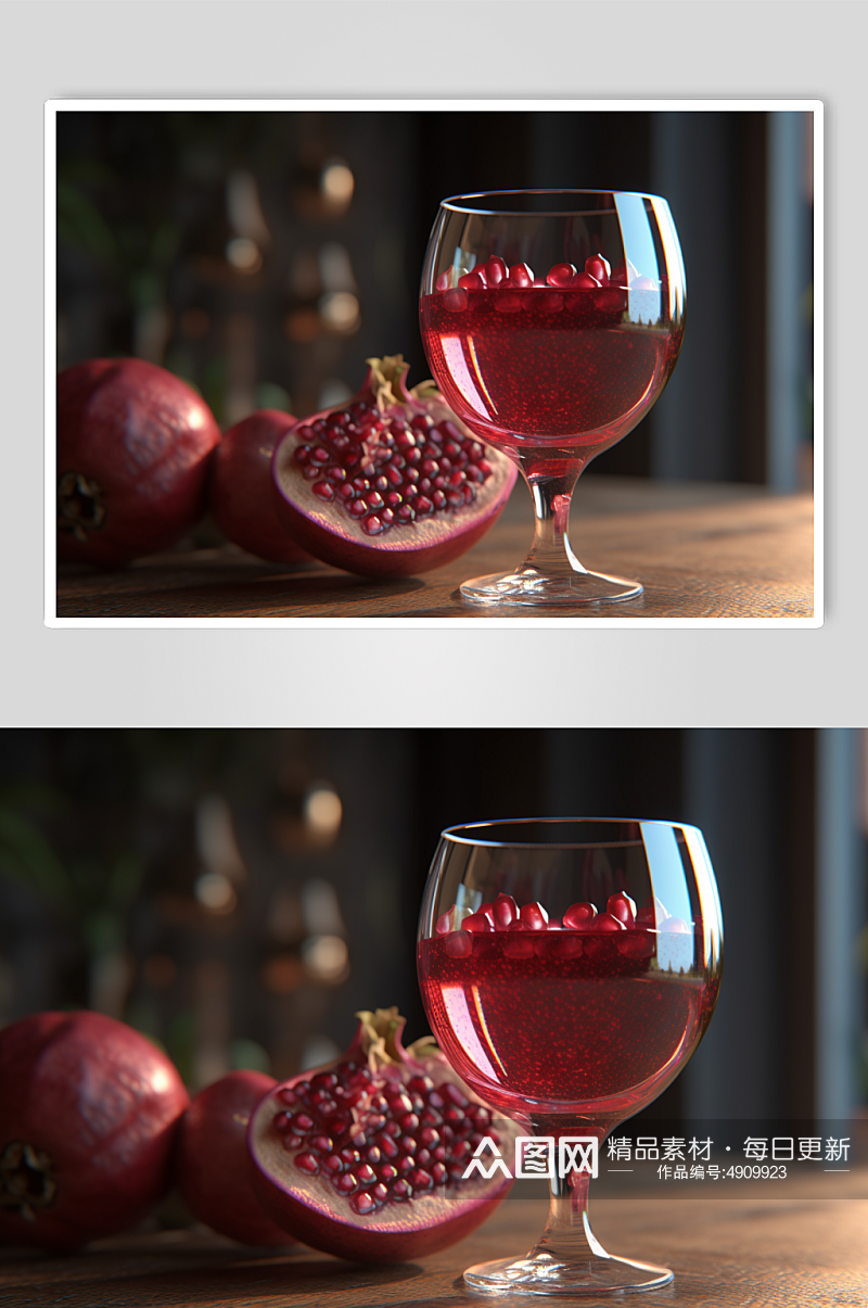 AI数字艺术创意石榴水果果汁图片素材