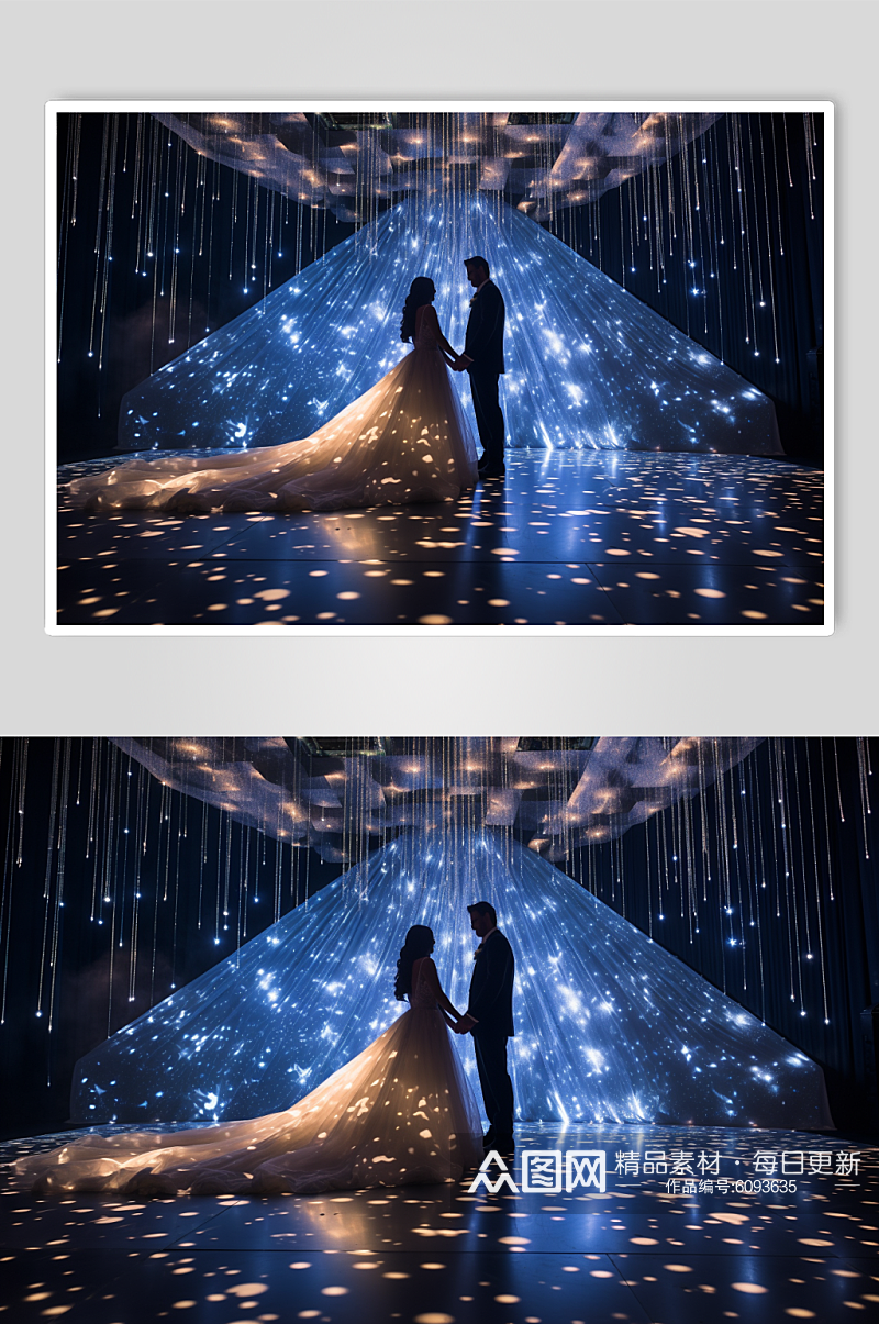 AI数字艺术星空梦幻婚礼活动现场摄影图素材