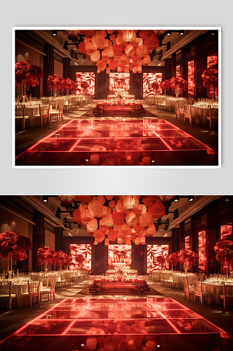 AI数字艺术中式宴会厅婚礼活动现场摄影图