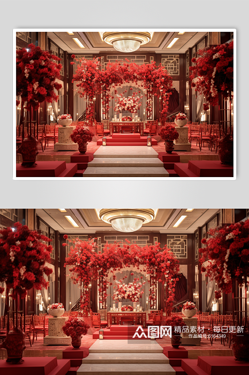AI数字艺术中式宴会厅婚礼活动现场摄影图素材