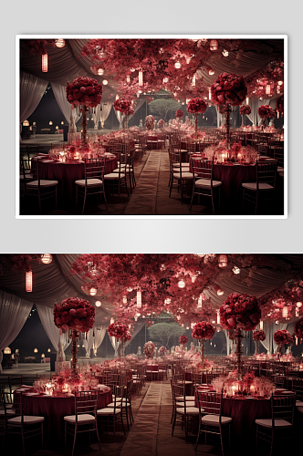 AI数字艺术中式宴会厅婚礼活动现场摄影图