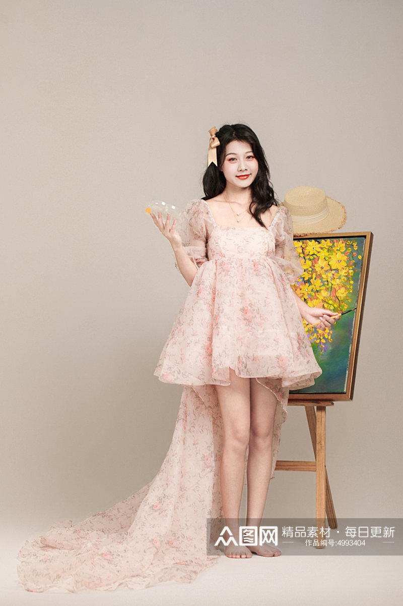 粉色连衣裙时尚女性人物图片素材