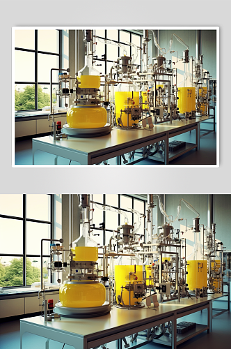 AI数字艺术科学化学实验室室内场景摄影图