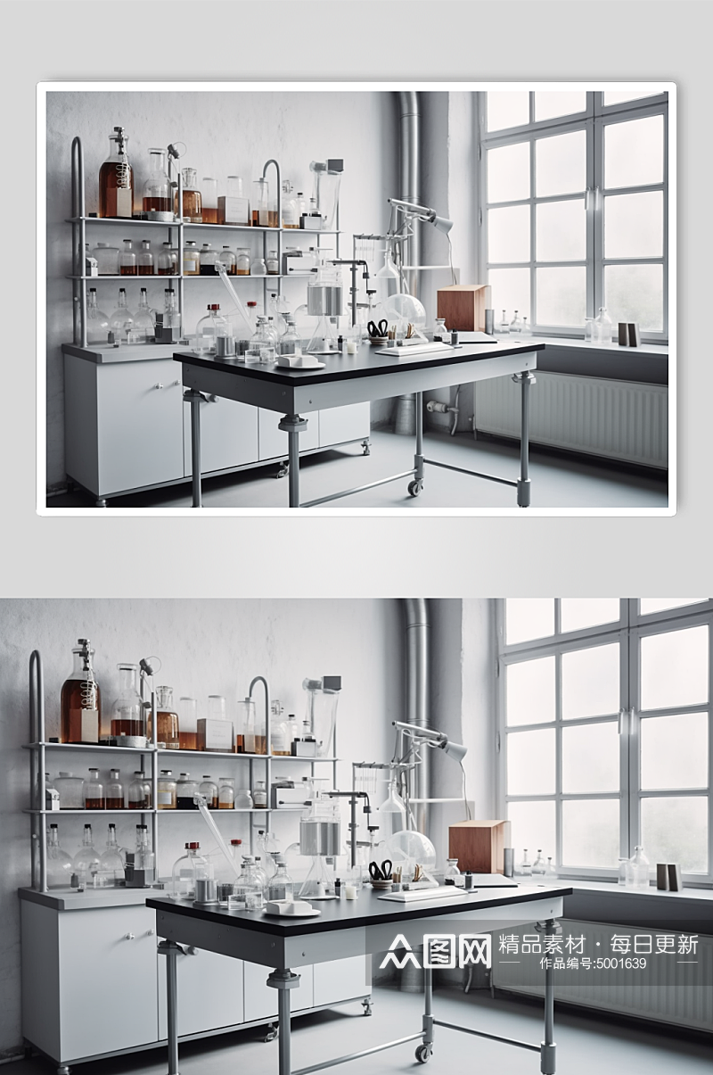 AI数字艺术科学化学实验室室内场景摄影图素材