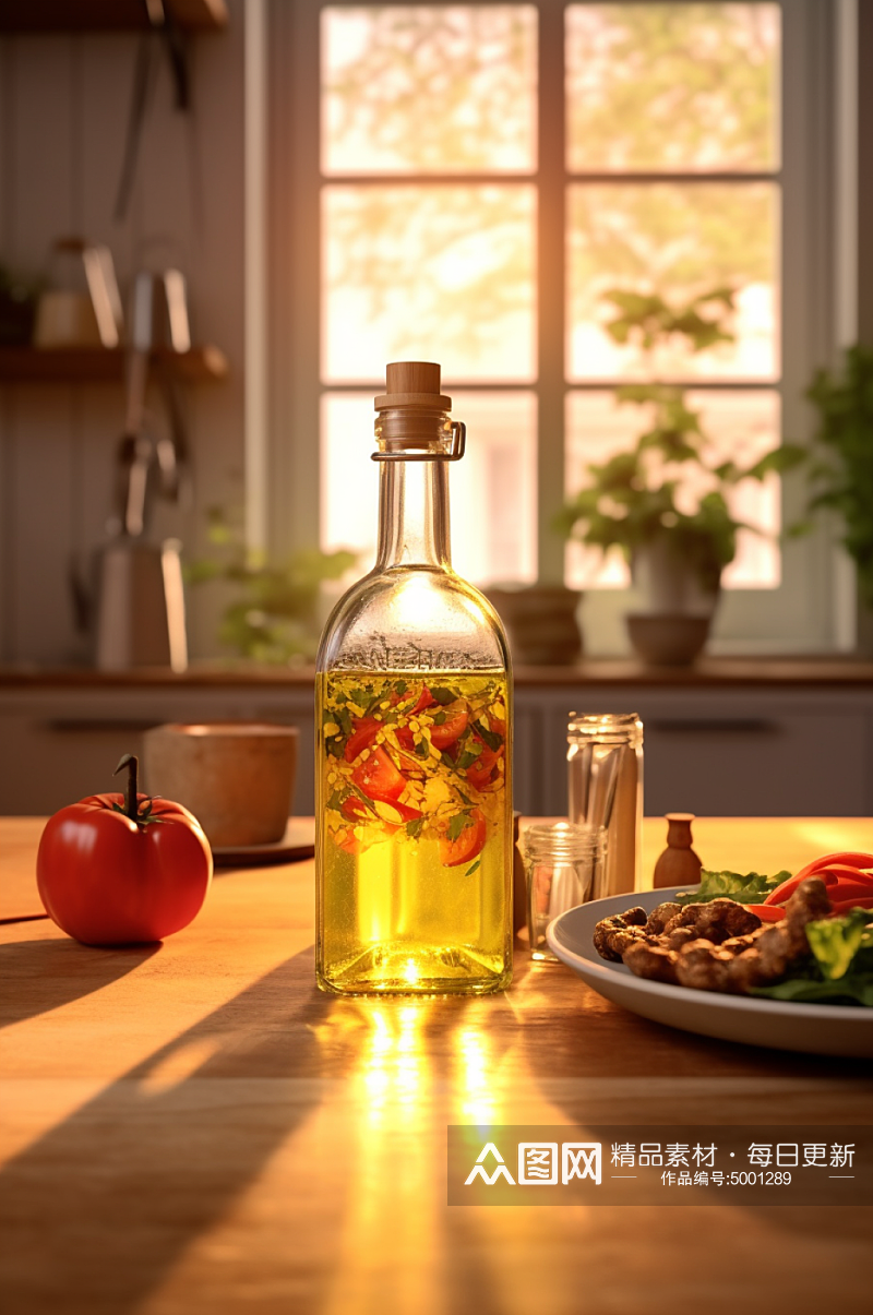 AI数字艺术简约厨房食用油摄影图片素材