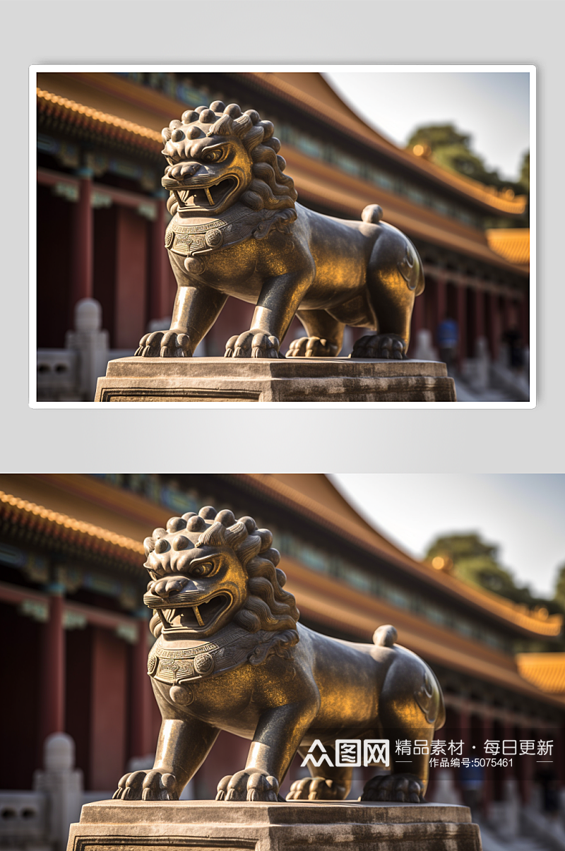 AI数字艺术企业精神石狮子摄影图片素材