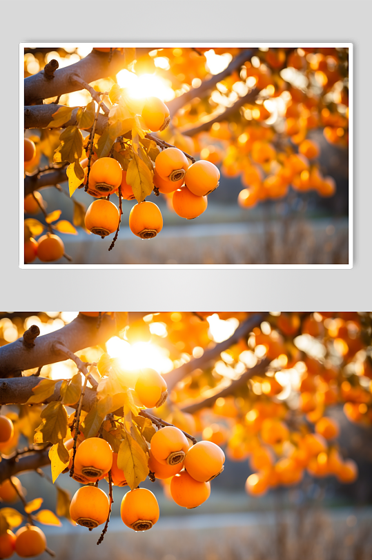 AI数字艺术秋季水果柿子摄影图