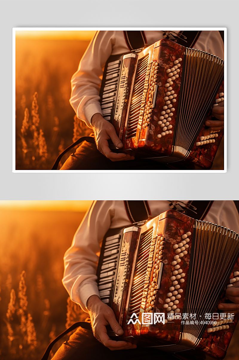 AI数字艺术高清手风琴乐器摄影图片素材