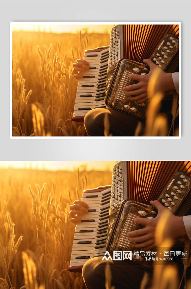 AI数字艺术高清手风琴乐器摄影图片素材