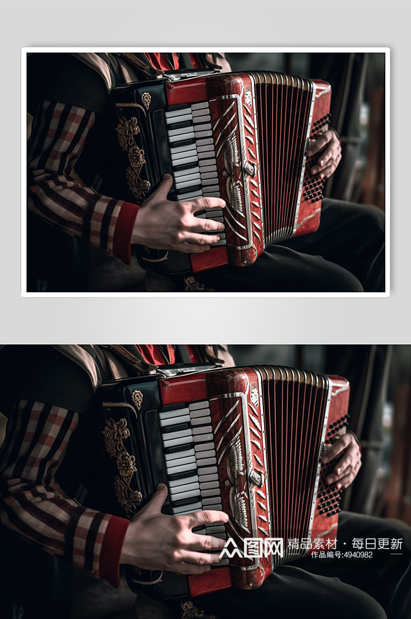 AI数字艺术简约手风琴乐器摄影图片素材