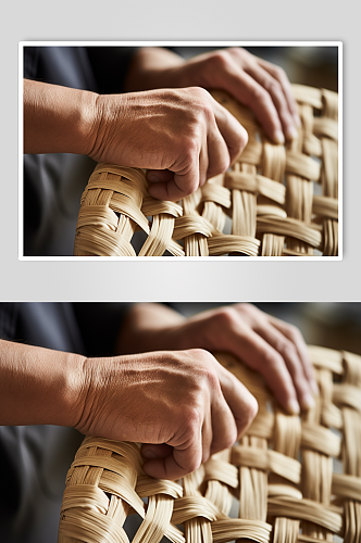 AI数字艺术传统手工编织工艺竹编摄影图