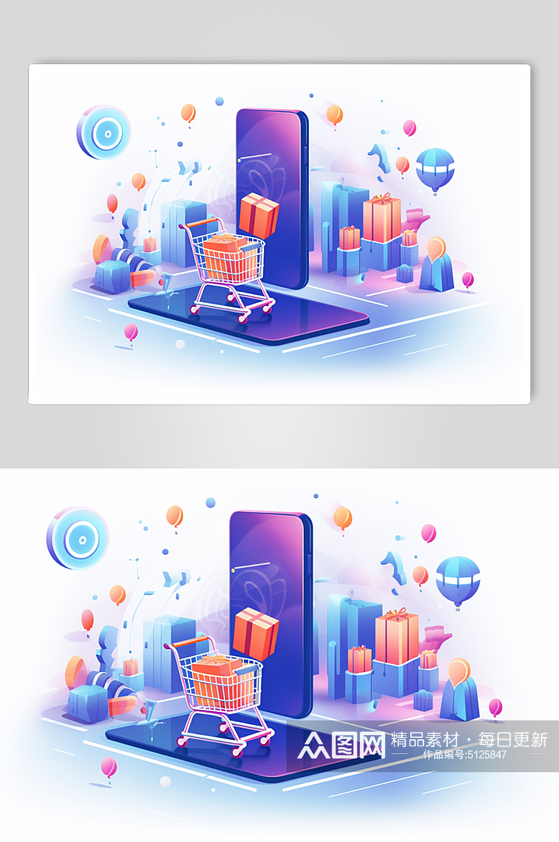 AI数字艺术电商网购手机购物模型素材